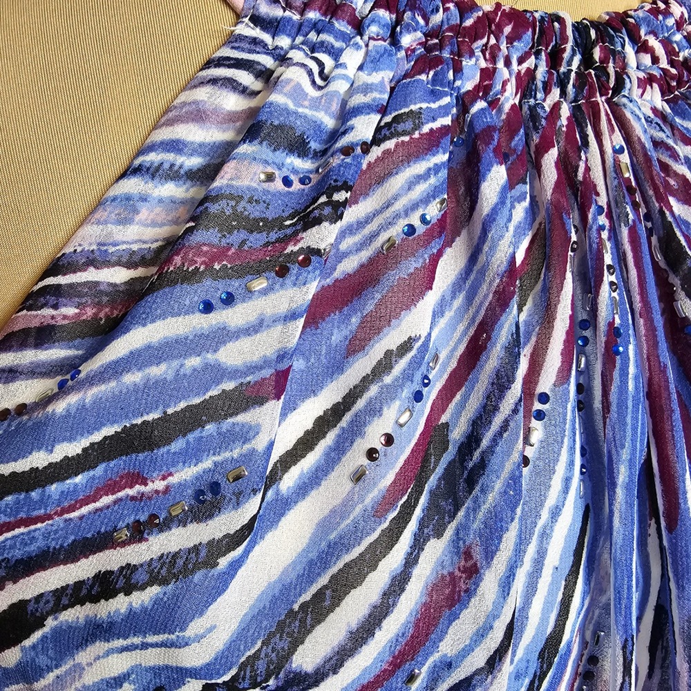 White House Black Market Blue Purple Abstract Halter Dress Rhinestone Small - Picture 4 of 10